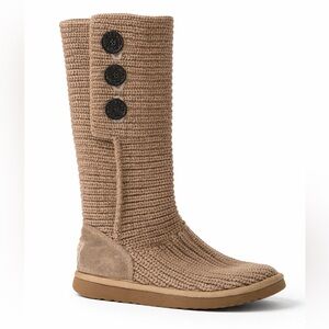 UGG Australia Cardy Knit Boots Tall Brown Button Sweater Boots Women Size 6